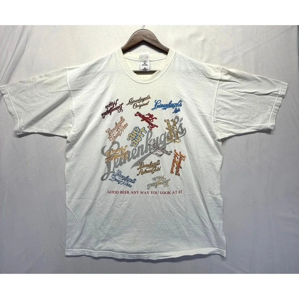 VTG Fruit Of The Loom Lofteez T Shirt Mens‎ XL White Graphic Print Leinenkugel's